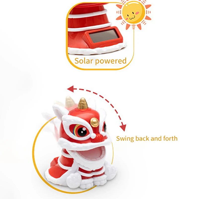 Mascot Ornament Chinese Style Lucky Dancing Waking Lion Model Solar Powered Home Decor Holiday Gifts Bring Wealth Good Fortune