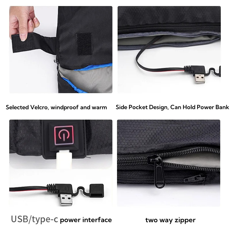Heated Sleeping Bag pad,6 Heating Zones,USB Power Supported, for All Season Camping Hiking Backpacking 2 Person Sleeping Bags 4