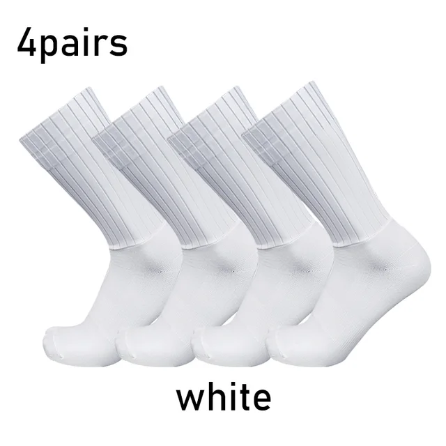 Socks 4pairs/set Aero Pure Color Cycling Silicone Sports Non-slip Pro Racing Bicycle Socks Summer Cool Calcetines Ciclismo 2