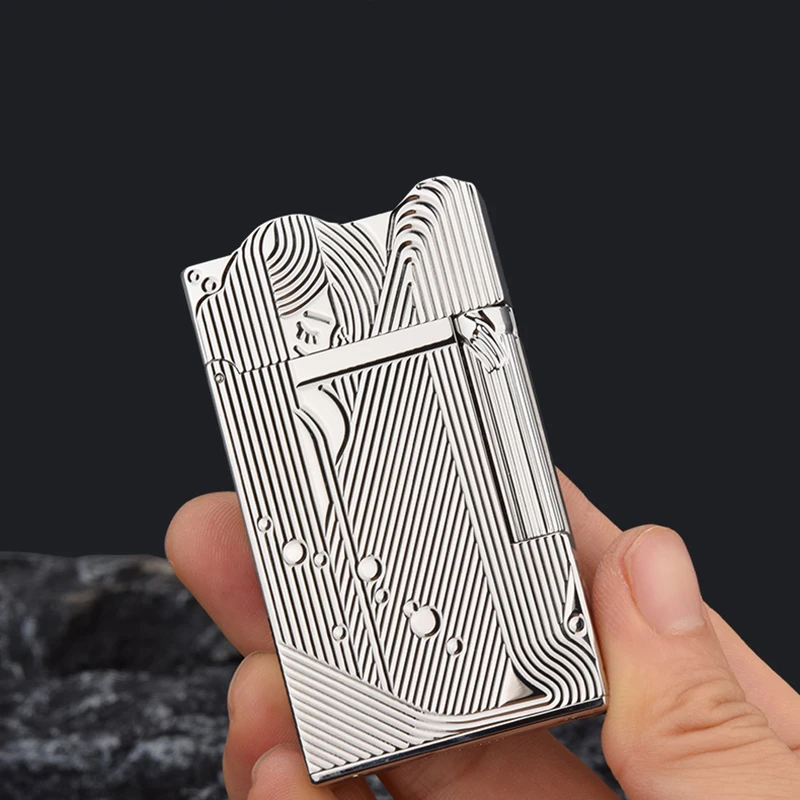New Classic Sound Brass Lighter Gold Sleeping Mermaid Pattern Retro Kerosene Lighter Fire Men\'s Series Exquisite Men\'s Gifts