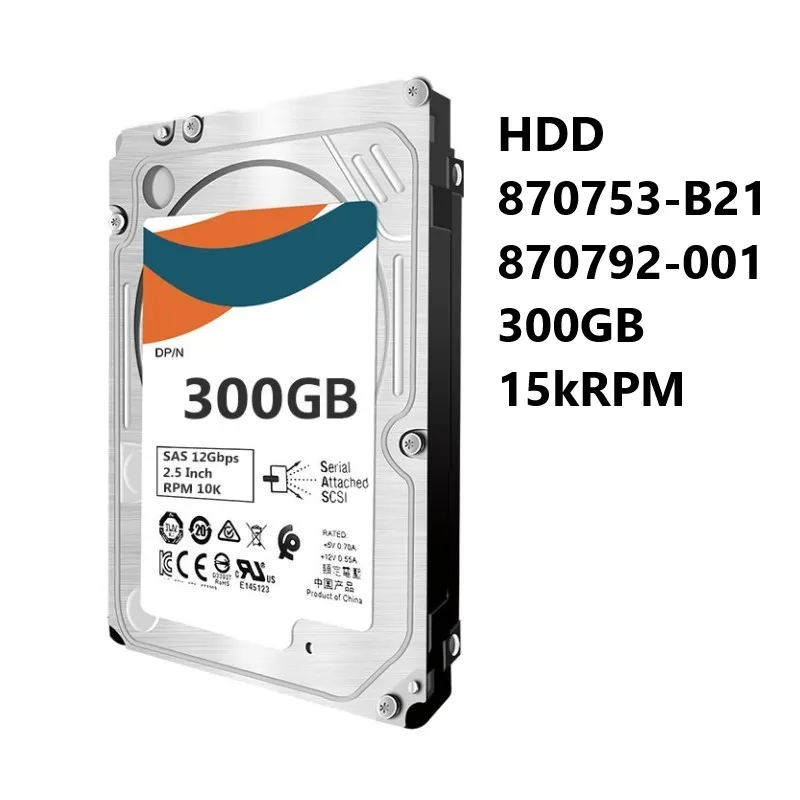 

NEW HDD 870753-B21 870792-001 300GB 15kRPM 2.5in SFF DS SAS-12Gbps SC Enterprise Hard Drive for H+P-E ProLiant G9 G10 Servers