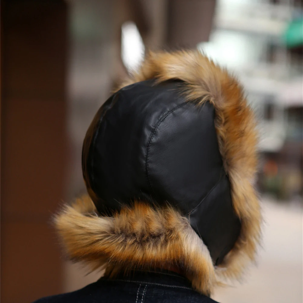 mens winter bomber hats NEW Winter Warm Hat European and American Faux Fur Fox Fur Men's Hat Lei Feng Hat Thick Warm Ear Protection Cold Hat MX0040 mens leather bomber hat