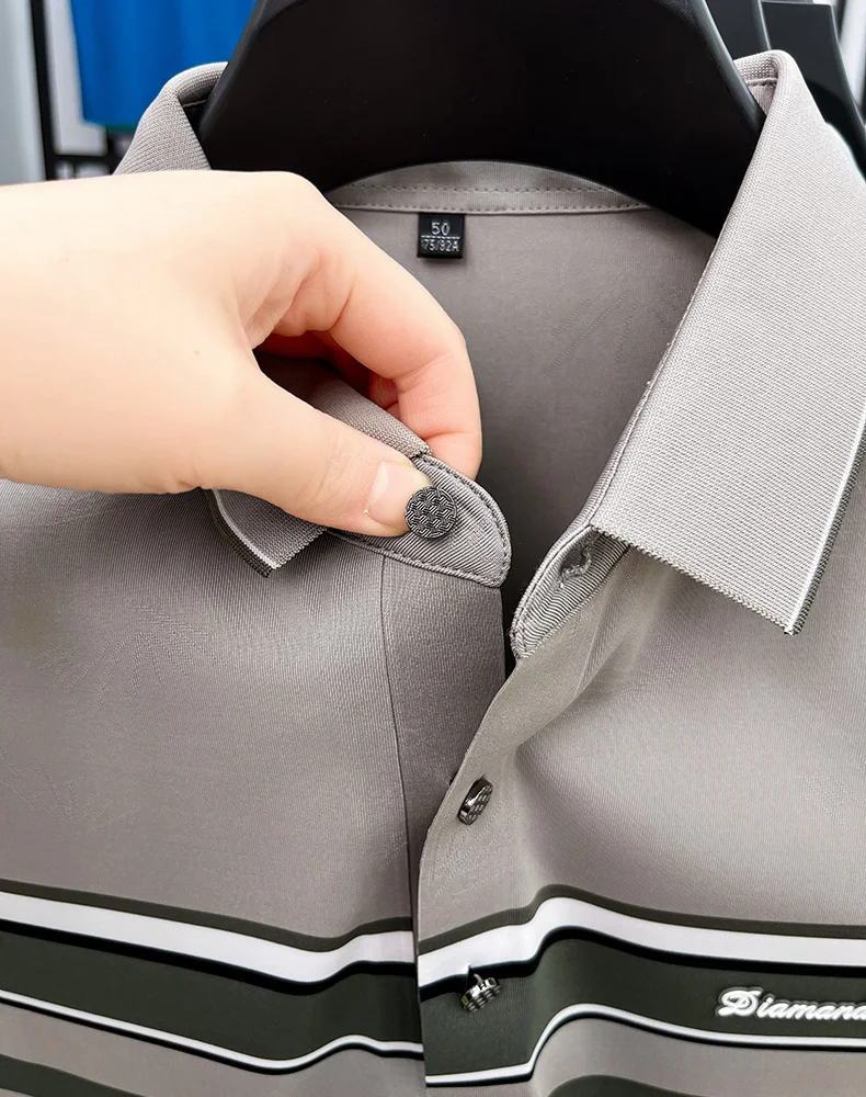 Advanced letter decal men short sleeve T-shirt light luxury brand fashion striped color blocked summer breathable new polo shirt 20