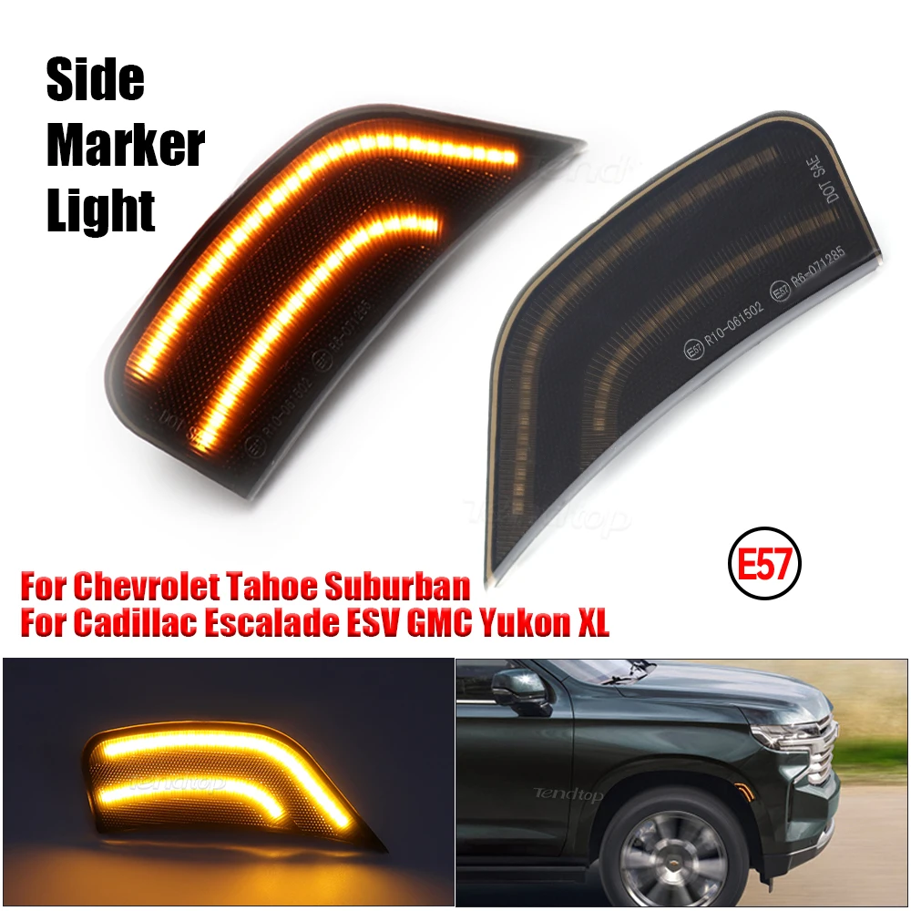 

2x Front Amber Led Fender Side Marker Light For Chevrolet Suburban Tahoe Cadillac Escalade ESV GMC Yukon 2021 2022 Bumper Lamp