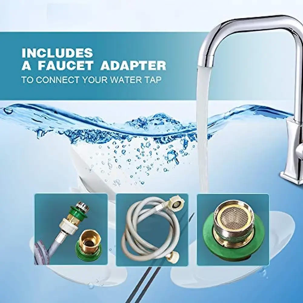 Portable Countertop Dishwasher 5 Programs 3-Cup Water Tank Fruit Veg Basket High Temp Air Dry Lights Function Included LED 6