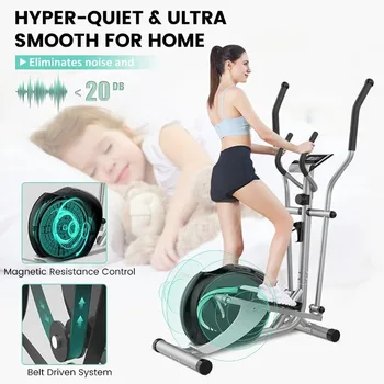 Dripex Elliptical Exercise Machine, Elliptical Machine for Home w/Hyper-Quiet Magnetic Driving System, 8-Level Resistance, 2