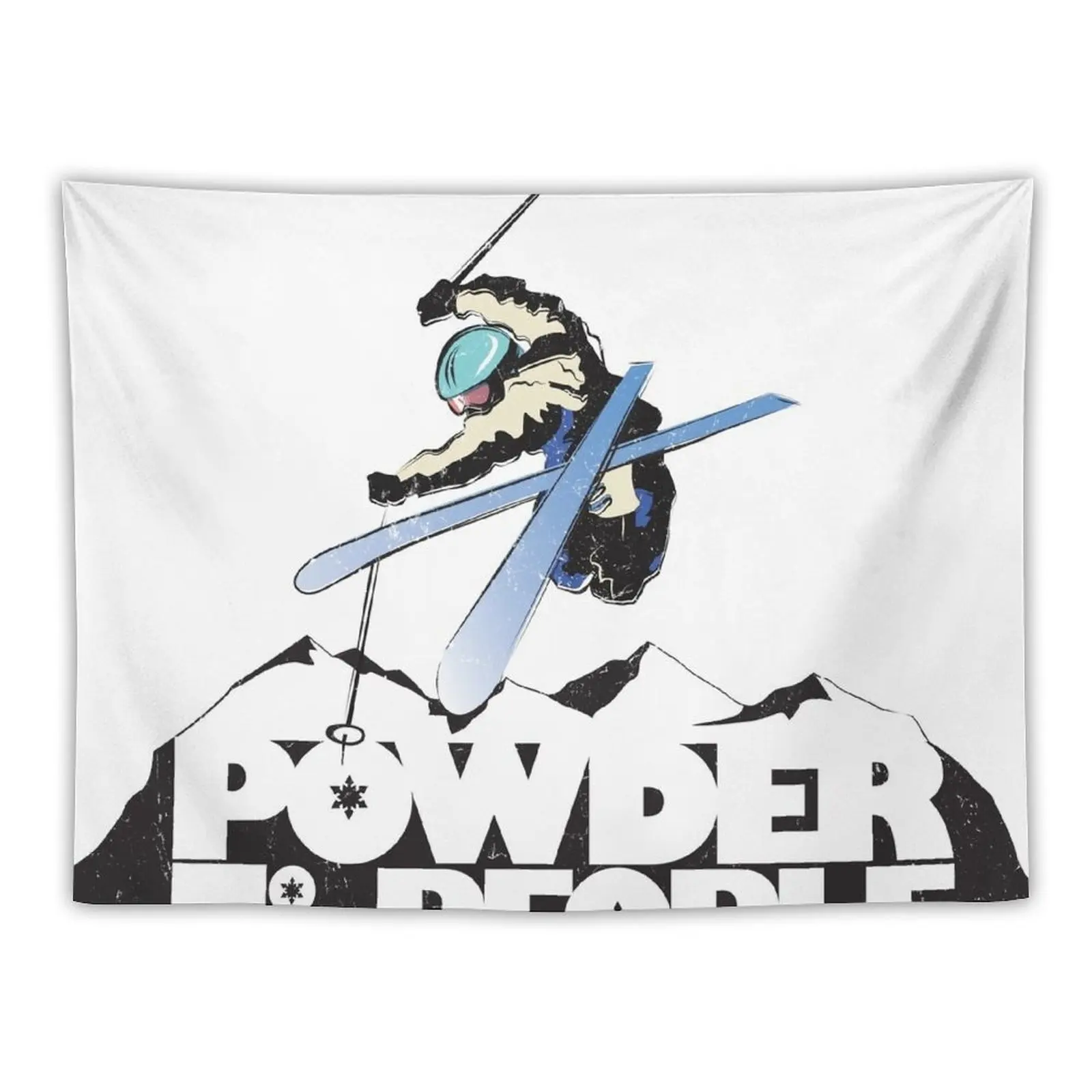Powder To The People distressed retro ski poster Tapestry Bedroom Decoration Room Decor Aesthetic Tapestry