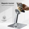 Silvery Magnetic Metal Stand - 360° Rotatable Holder for Portable Monitor, for iPad & iPhone Display Ideal for Home & Office 2