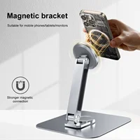 Silvery Magnetic Metal Stand - 360° Rotatable Holder for Portable Monitor, for iPad & iPhone Display Ideal for Home & Office 2