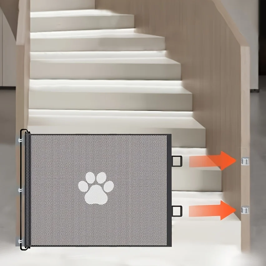 Expandable Pet Gate Plus Durable PE Mesh Door Indoor & Outdoor Use