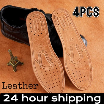 4/2 pezzi sottopiede in pelle di vacchetta per scarpe da uomo comode solette ortopediche deodorante piedi piatti scarpe basse in pelle leggera suola 1