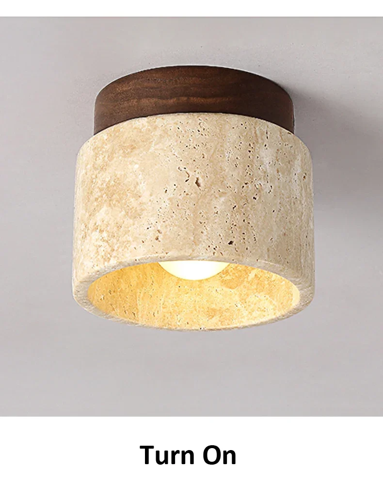 Description Picture 5 of itemWabi Sabi Yellow Marble Ceiling Light Lobby Entrance Corridor Balcony Restaurant Hotel Aisle Travertine Decorative Lamp