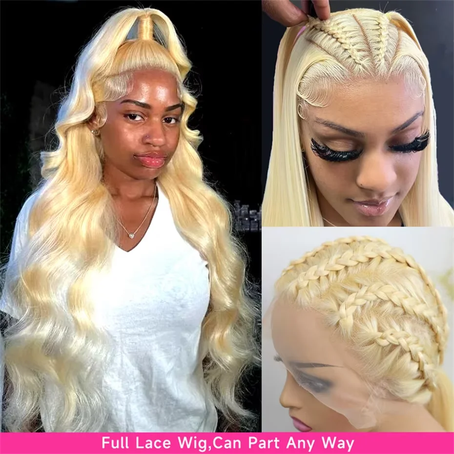 Parrucca Full Lace 100% Capelli Umani HD 13x4 13x6, Parrucche Frontali in Pizzo Senza Colla 5x5 Pronte da Indossare, Parrucche Ondulate Biondo 613 in Capelli Umani - immagine 2