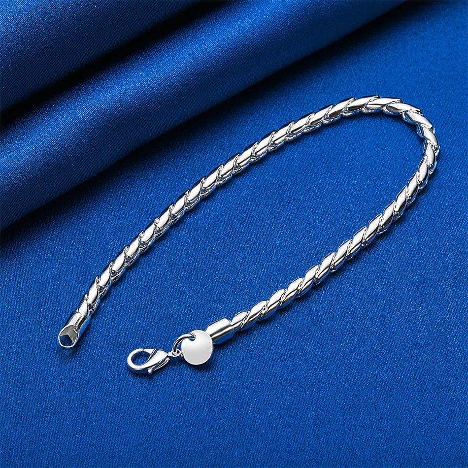 Sterling Silver 8-Inch Rope Chain Bracelet - Fashionable Unisex Party & Wedding Accessory