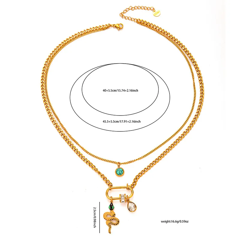 316L Stainless Steel Drip oil Round Card Double Layer Necklace For Women Personality Vintage Jewelry Gifts 6