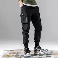 2025 New Men's Cargo Pants Casual Hip Hop Hit Color Multiple Pockets Trousers Streetwear Ribbons Techwear Sweatpants ﻿ 1