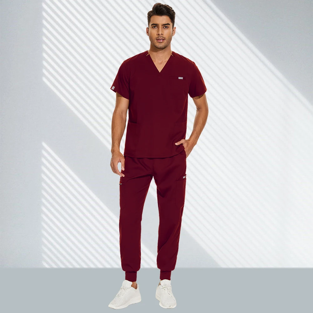 Unisex Casual Jogger Medical Uniform Set – Short Sleeved V-neck Top and Pants