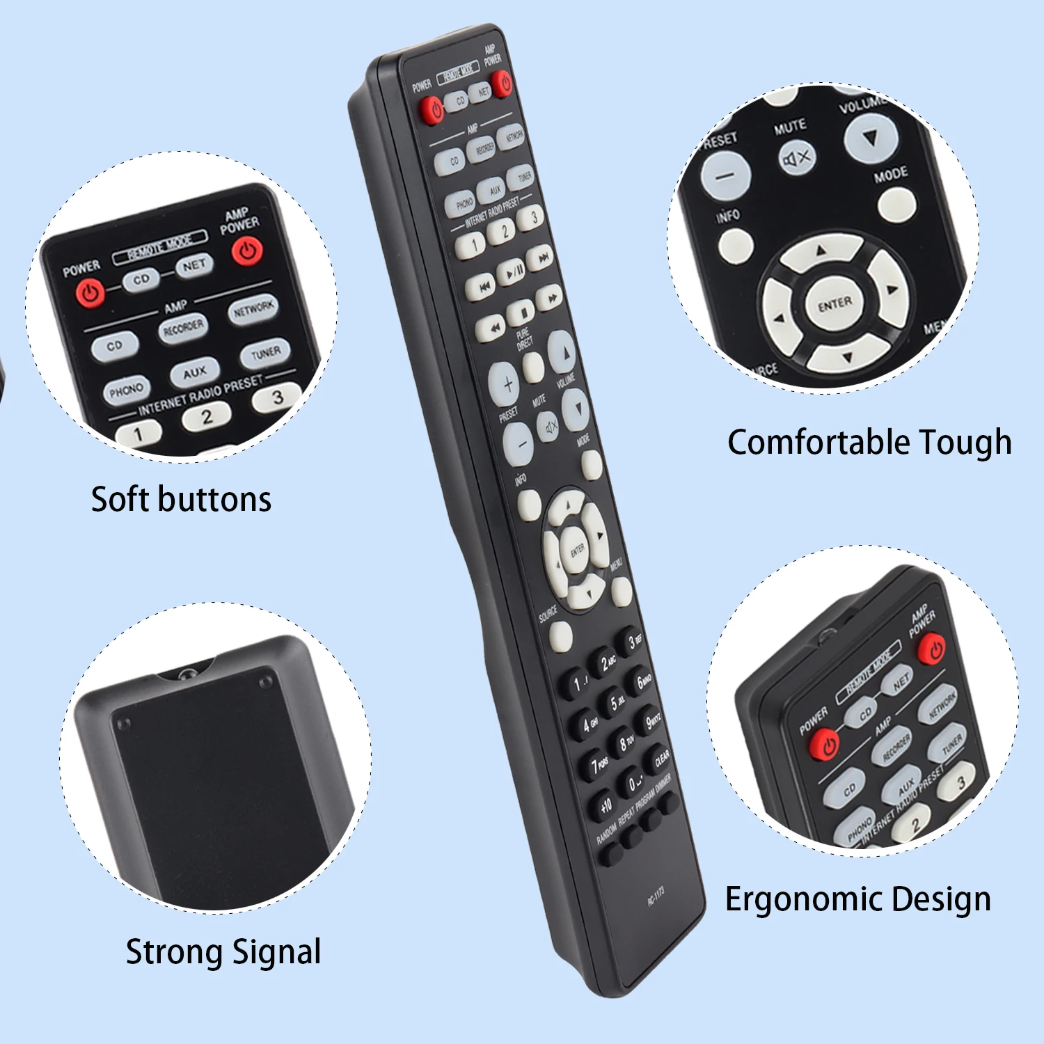 VINABTY RC-1173 vervangende afstandsbediening compatibel met Denon geïntegreerde versterker cd-speler PMA-520AE PMA-720AE DCD-520AE PMA‑520AE DCD-720AE DCD-520AE DCD-520AE