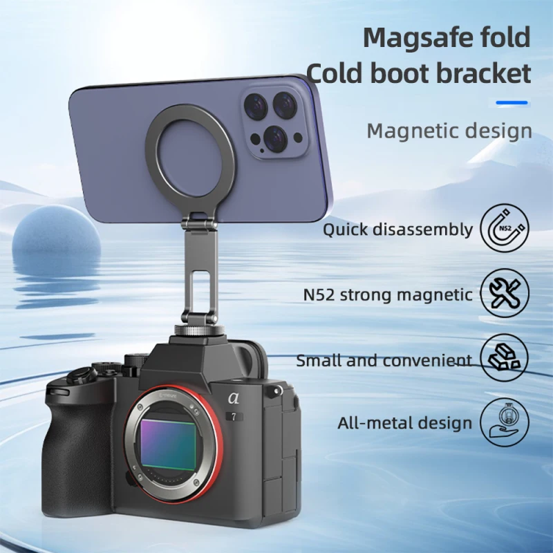 Mini Treppiede Magnetico In Alluminio: Pieghevole, Con Anello E Vite 1/4 Per IPhone E Android!