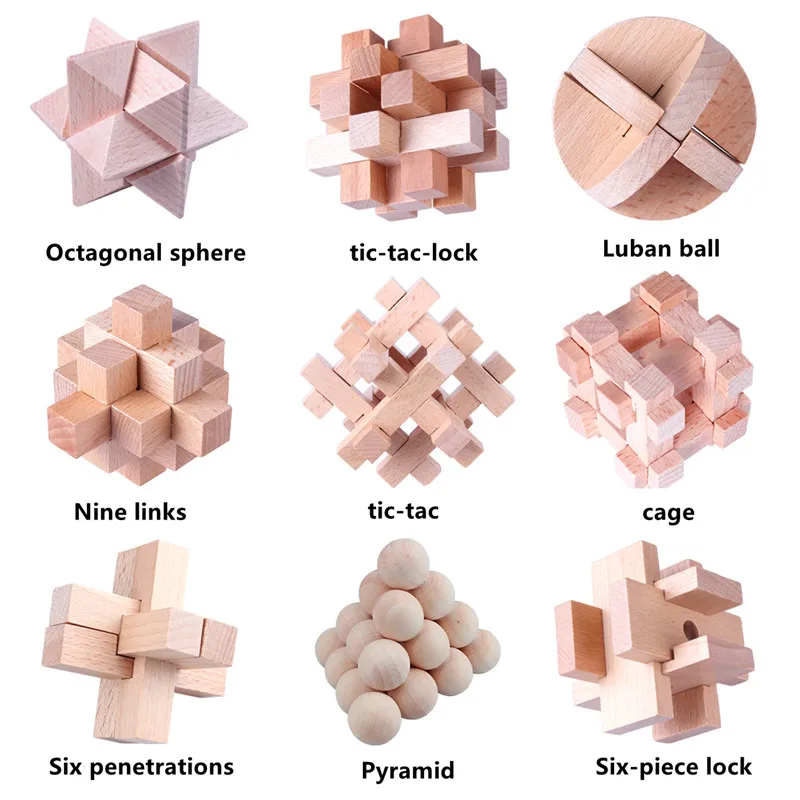3D Jigsaw Puzzle Toy Lu Ban Kong Ming Lock Adult Social Game Brain Teaser Improving Memory Children's Educational Toys 2