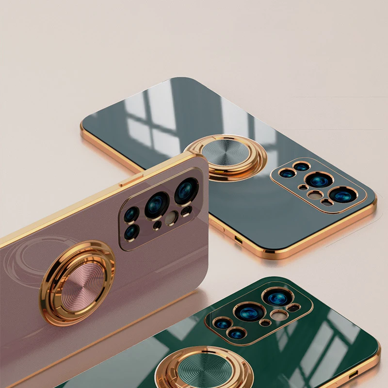 Luxury Plating Metal Ring Holder Shockproof Case - Premium Back Cover with Enhanced Protection and Style
