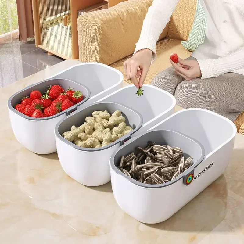 Lazy Melon Seeds Snacks Dried Fruit Fruit Box Double Layer Thickened Living Room Drain Basket Household Plate Drain Tray