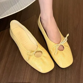 Luxury Fashion Butterfly-Knot Ladies Flat With Shoes Female Slides Footwear Shallow Ballet Flats Dance Shoes For Women 1