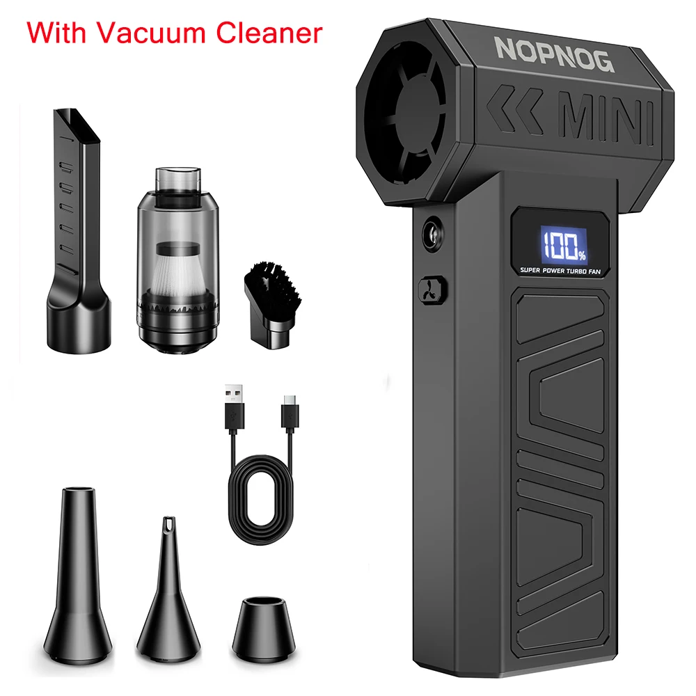 Turbo Fan Air Blower Car Vacuum Cleaner Air Duster Cleaning Tools Violent Jet Fan Electric Auto Dust Collector Universal for Computer Keyboard Camera Home Outdoors Camping Mountaineering Cycling — Color: Blow and Suction / Voltage/Plug Type: USB Type-C