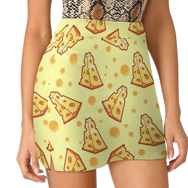 Pattern With A Slice Of Cheese On A Light Yellow Background Womens Skirt