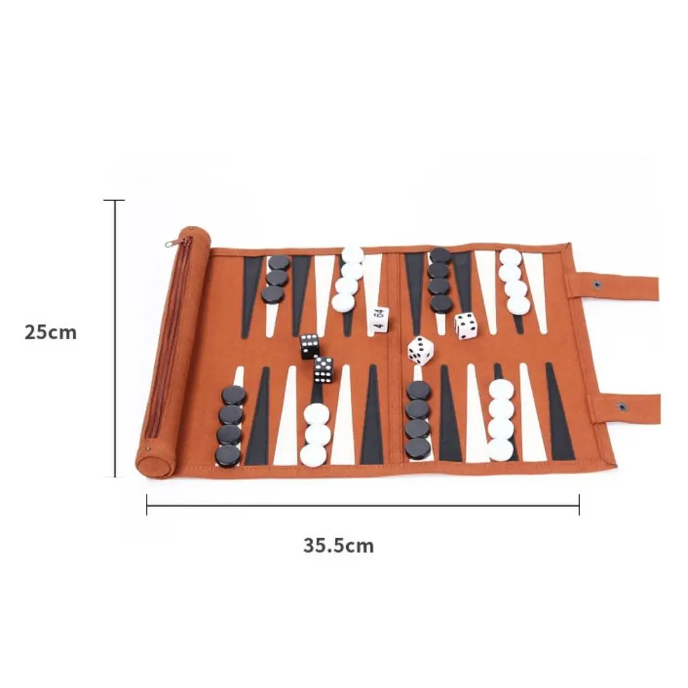 Classic Roll-Up Board Games Set Portable Microfiber Classic Chess Board PU Leather Foldable Backgammon Game Adults And Kids