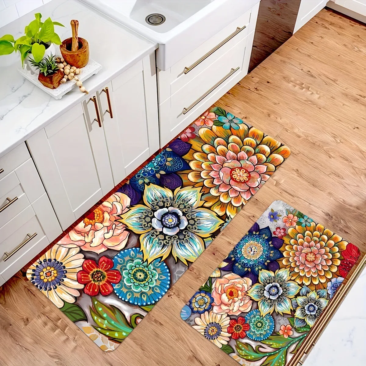 Diatom mud kitchen floor mat non-slip dirty household long strip two-piece set absorbent oil easy to clean
