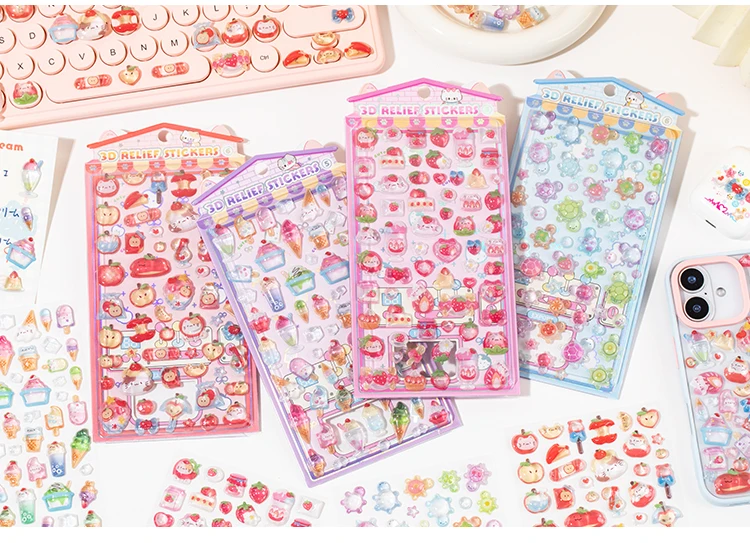1PC Süße Süßigkeiten Party Kawaii 3D Relief Dropping Klebe Aufkleber Kreative Dekoration DIY Handgemachte Nette Schreibwaren Aufkleber – Detail 19