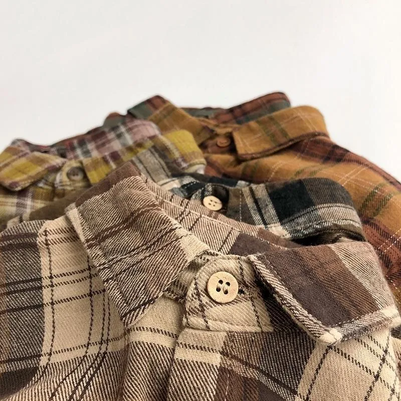 Kids Shirts Cotton Plaid Shirt Infant Toddler 1-7Y Spring Autumn Summer