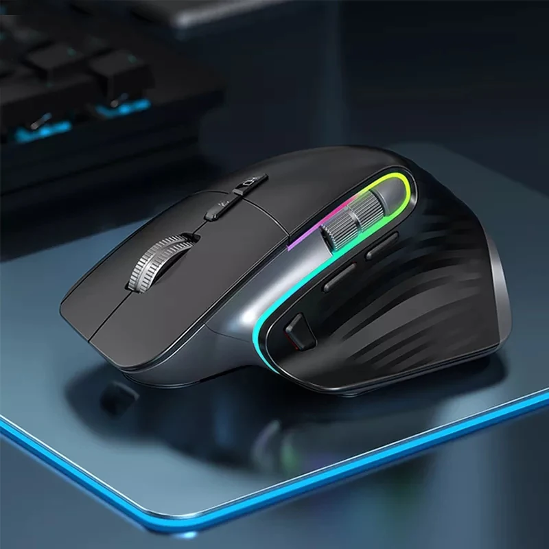 Bluetooth Gaming Mouse RGB Vertical 2.4G Wireless Mouse for Gamer 4000DPI Rechargeable Programming Ergonomic Mice