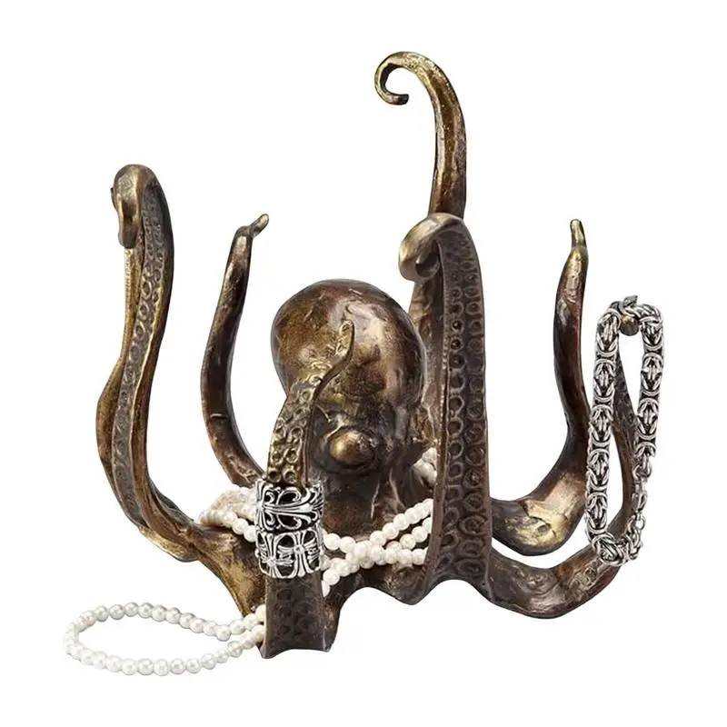 

Octopus Mug Holders For Counter Large Decorative Resin Octopus Table Topper Statue Vintage Style Cast Cup Holder Jewelry Holder