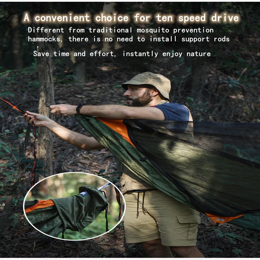 Portable Outdoor Garden Quick Open Anti-Rollover Mosquito Net Hammock Travel Camping Sleeping Hanging Hammock Swing Nature Hike 14 Portable Outdoor Garden Quick Open Anti-Rollover Mosquito Net Hammock Travel Camping Sleeping Hanging Hammock Swing Nature Hike 9