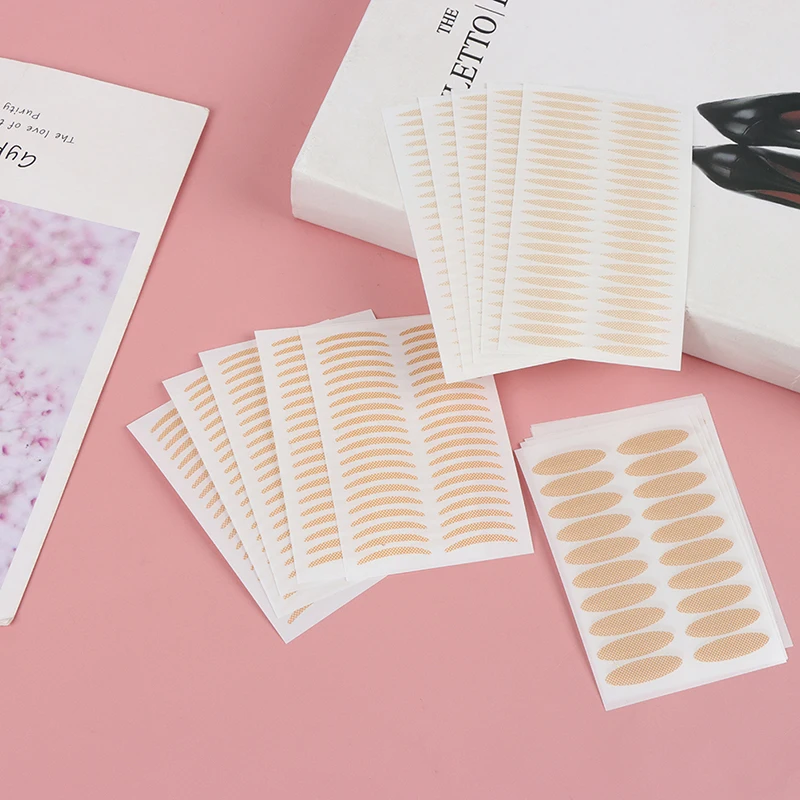 {QTG333} 200개 투명 레이스 메쉬 이중 눈꺼풀 리프트 스트립 테이프 접착 스티커 집게