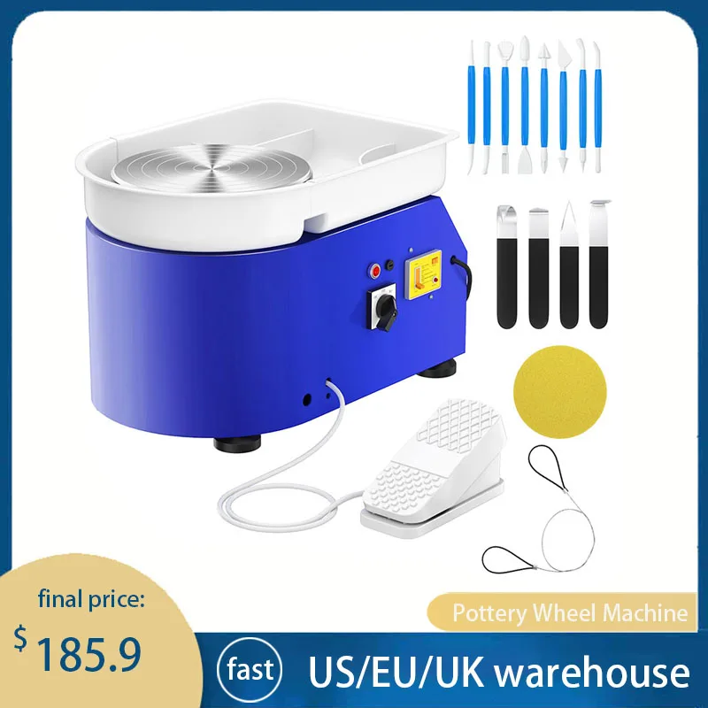 Brushless Electric Pottery Wheel Machine, Ceramic Work, Clay Art Craft, UK US, EU, UK Plug, 25cm, 350W