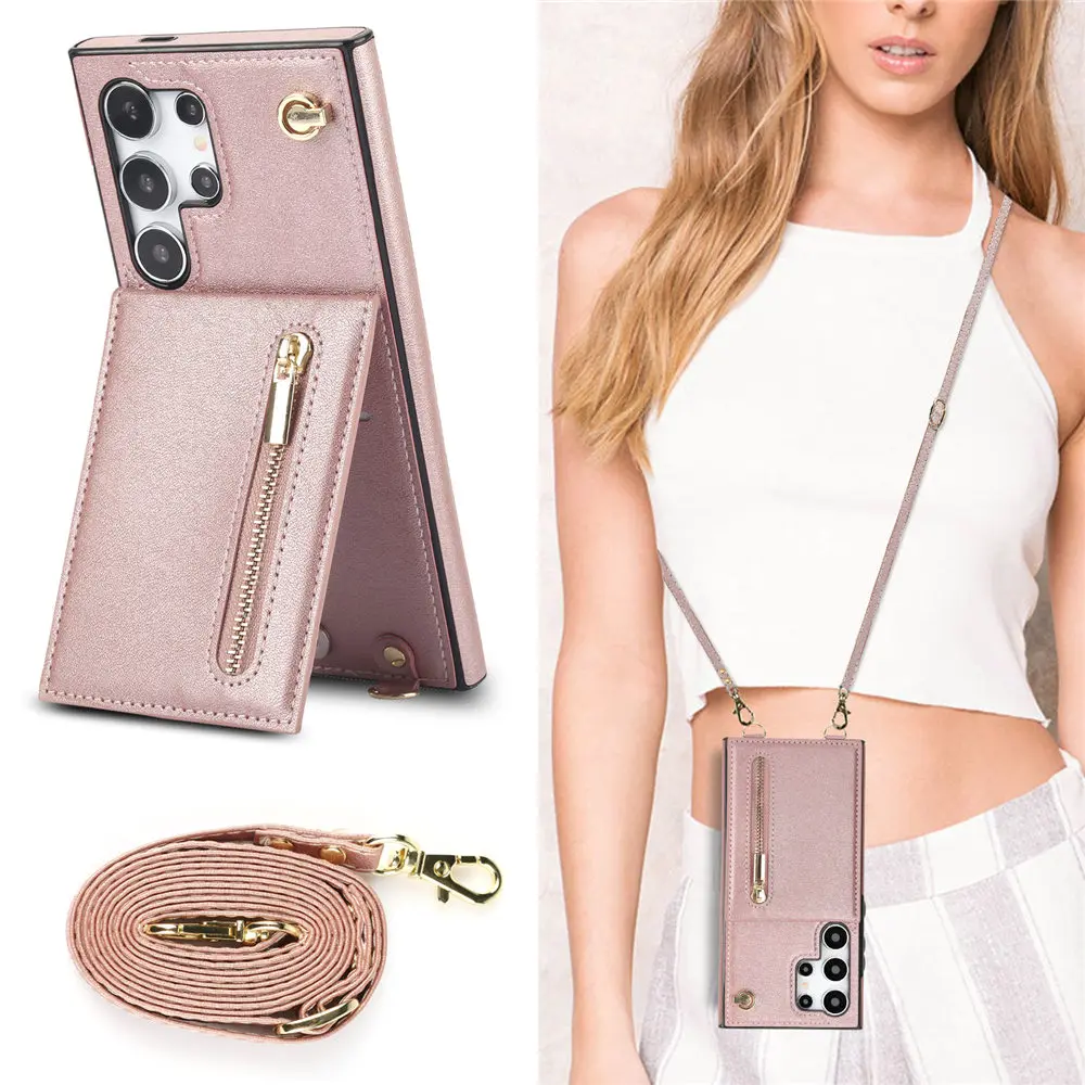 Zipper Crossbody Wallet Case For Samsung Galaxy S25 S24 Ultra S23
