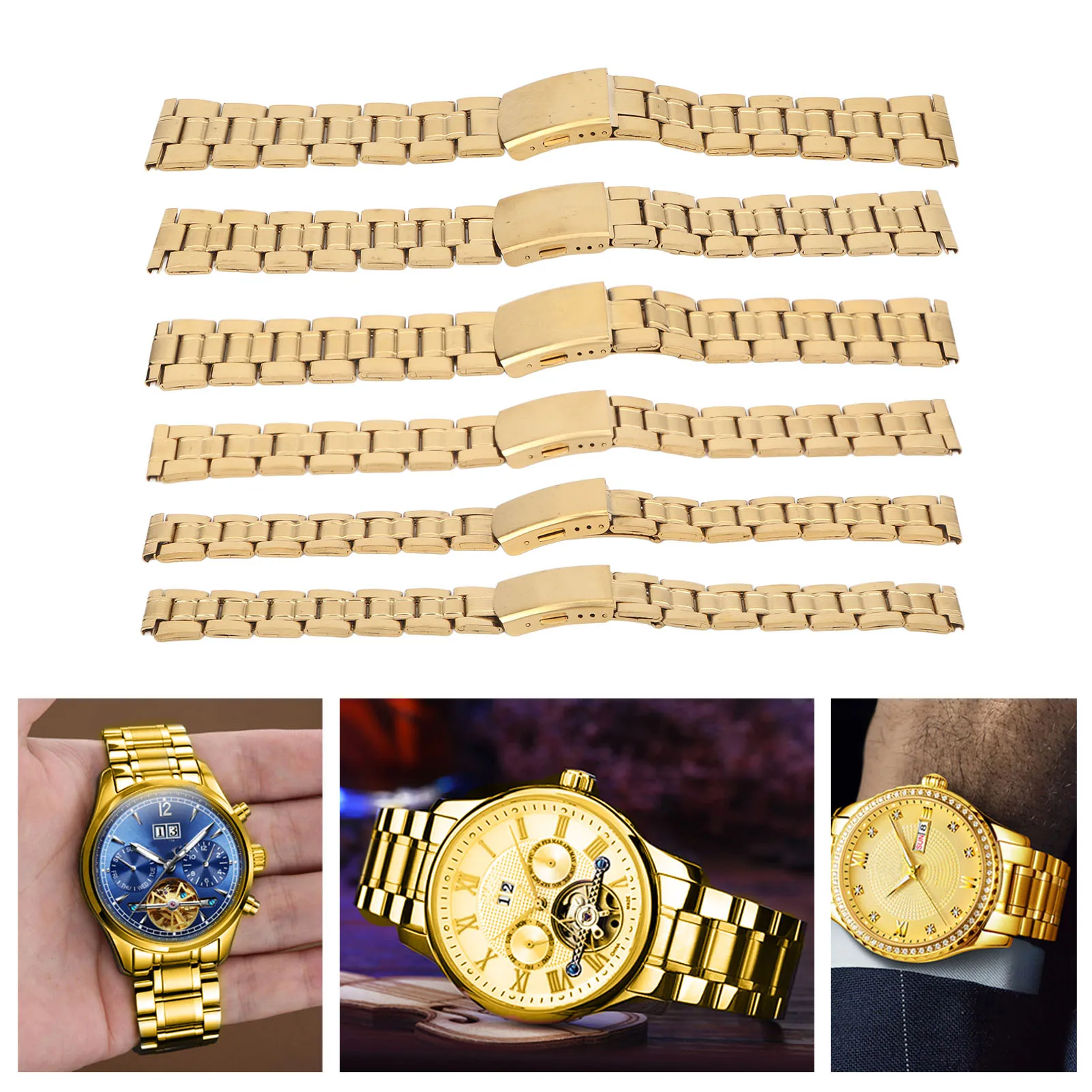 Stainless Steel Double Lock Buckle Watch Strap Bracelet