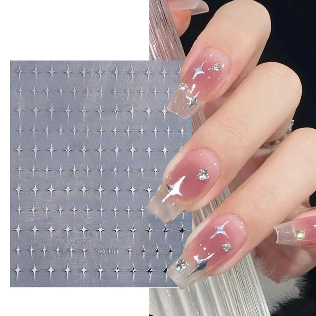 Silver Star Stickers Manicure  Nail Stickers Manicure Stars - 1sheet Laser  Star Nail - Aliexpress