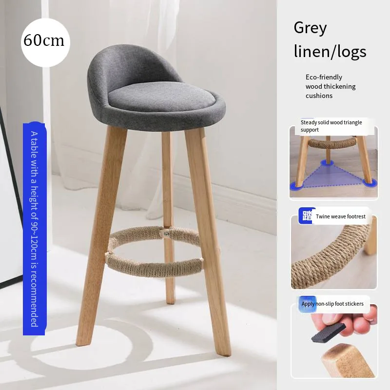 כסאות בר גובה ללא גב עץ גבוהים למטבח אי מודרני כסאות בר כותנה ופשתן רהיטים