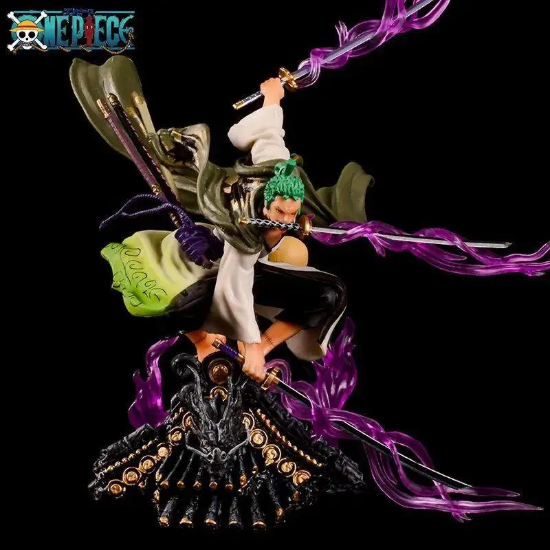 

One Piece Action Figure Anime Figure GK Roof Kimono Roronoa Zoro Three-Knife Fighting Skill Anime Model Decorations PVC Toy Gift