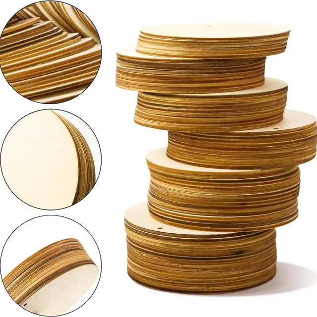 Amosfun 20 Piezas De Madera Sin Terminar Con Forma De Gota De Agua, Manualidades, Adornos En Blanco, Adornos En Rebanadas Para Decoración Del Hogar, Decoración De Cumpleaños