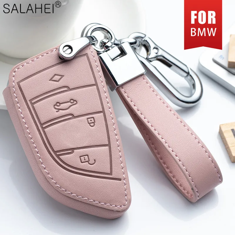 

Leather Car Remote Key Cover Case For BMW 1 2 3 4 5 6 7 Series X1 X3 X4 X5 X6 F30 F34 F10 F07 F20 G30 F15 F16 Auto Accessories