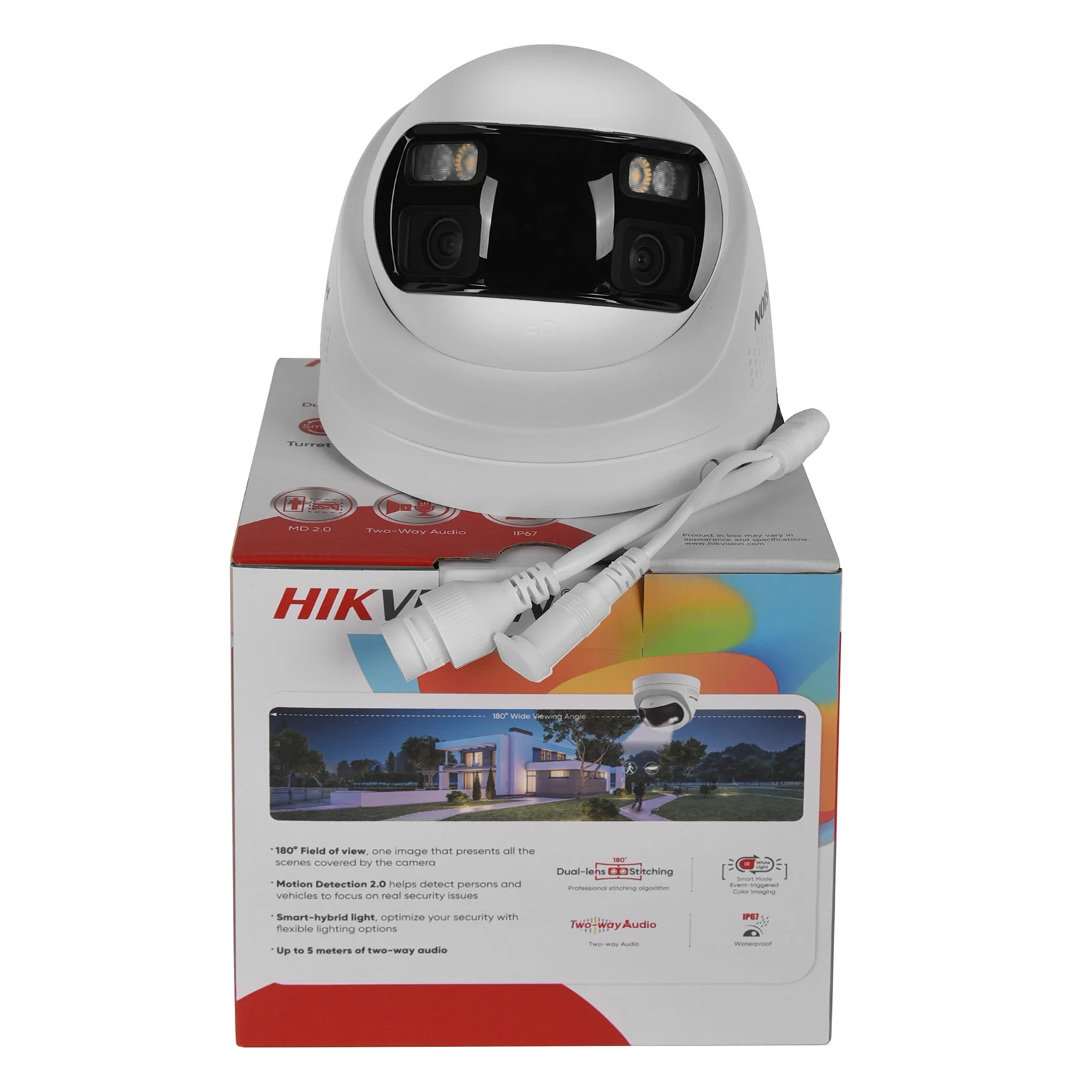 Hikvision DS-2CD1383G2P-LIUF/SL 8 MP 4K Dual Lens genäht 180 ° Weitwinkel-Smart-Hybrid-Licht POE Netzwerk-IP-Kamera MD 2.0 Audio – Detail 3