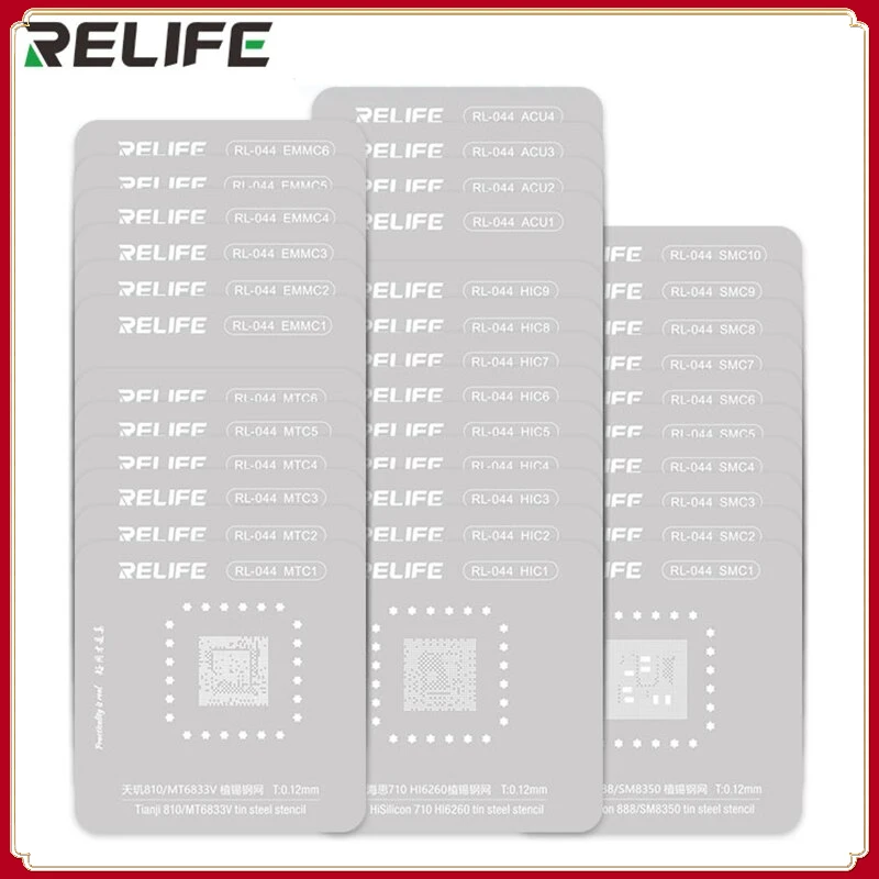 

RELIFE RL-044 Android CPU Tinned BGA Reballing Stencil Kits Set Solder for Android Kirin Qualcomm Hisilicon Snapdragon Dimensity