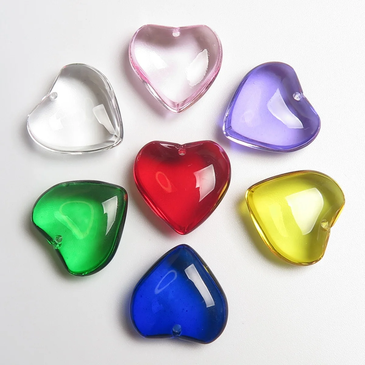 5pcs Heart Shape 20mm Glossy Crystal Glass Top Drilled Loose Pendants Beads For Jewelry Making DIY Crafts Findings lola анальная цепочка heart s beads