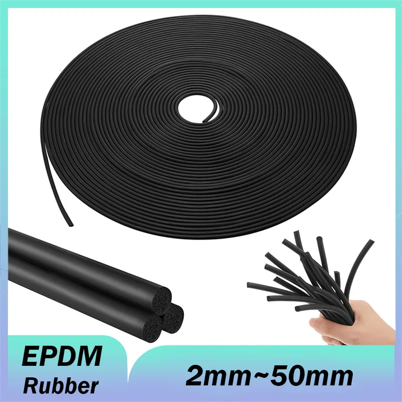 Black EPDM Rubber Foam Sealing Strip 2mm~50mm Round Sponge Cord Bar For Cabinet Door Seal For Cabinet Door Seal