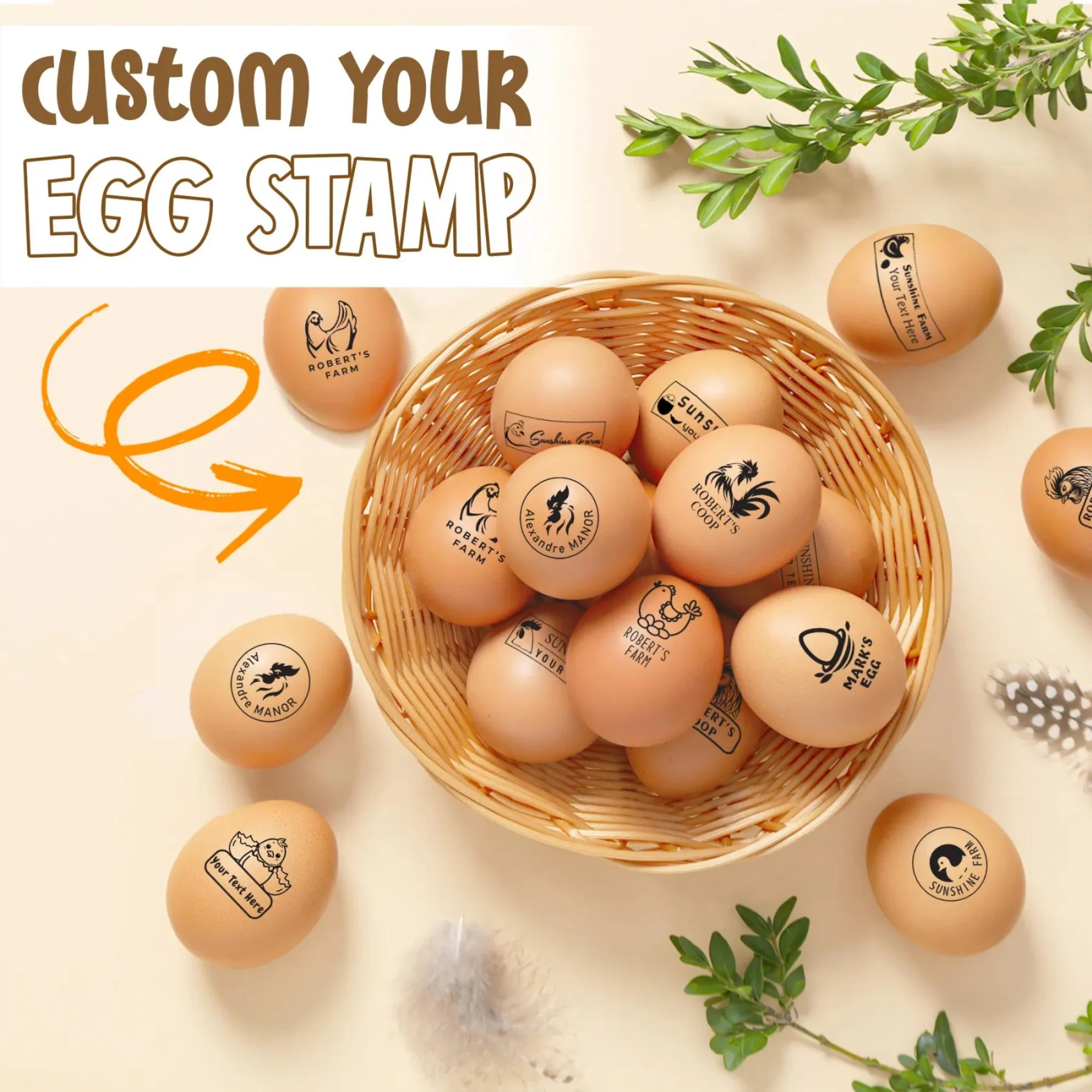 Self Inking Stamps Egg Stamp For Seal Farm DIY Free Customization Mini Egg Stamper Personalized Clear Labels With Optional Design